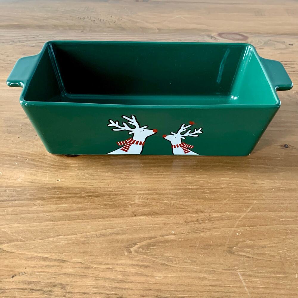 Crate & Barrel Loaf Pan Arctic Friends Evergreen Joan Anderson Ceramic Stoneware - Picture 2 of 10